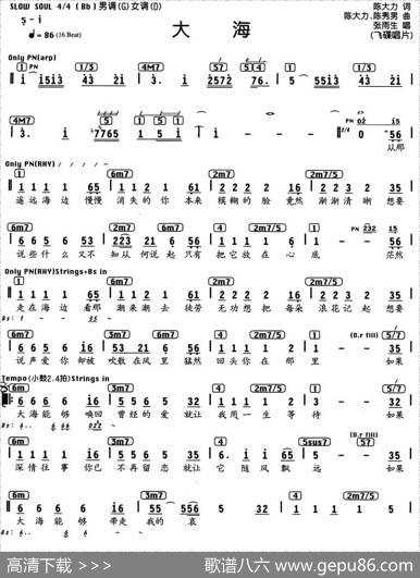 大海（陈大力词曲、编配乐谱）