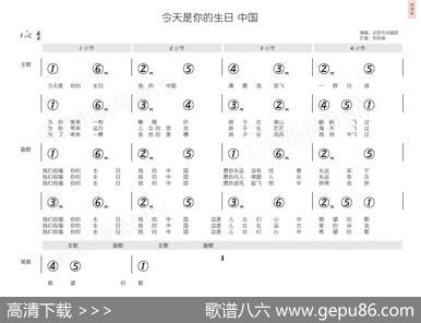 今天是你的生日中国（简和谱） - 韩静霆|谷建芬