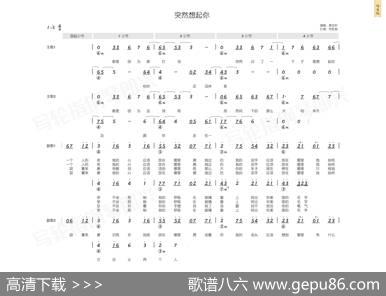 突然想起你（简和谱） - 林夕|陈伟