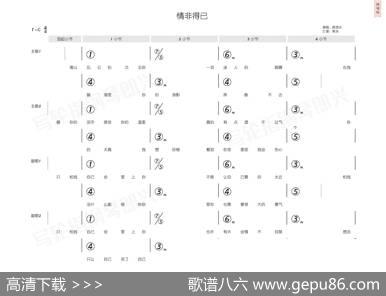 情非得已（简和谱） - 张国祥|汤小康