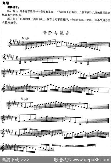小号考级九级：音阶与琶音（#F大调、#d小调）