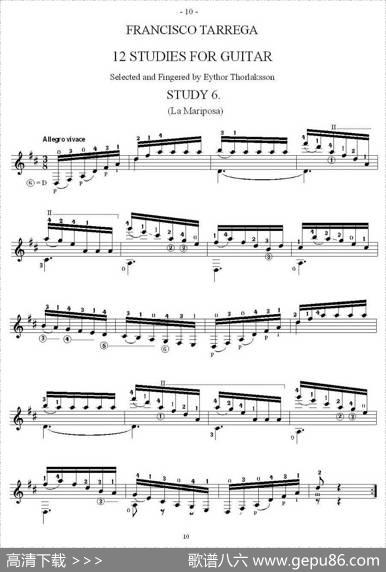 他雷加12首练习曲之6