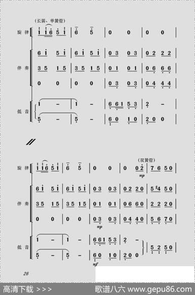 现代舞剧《白毛女》全剧主旋律乐谱之第一场深仇大恨