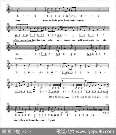LateAutumn（晚秋）（英译中文歌曲、线简谱混排版）