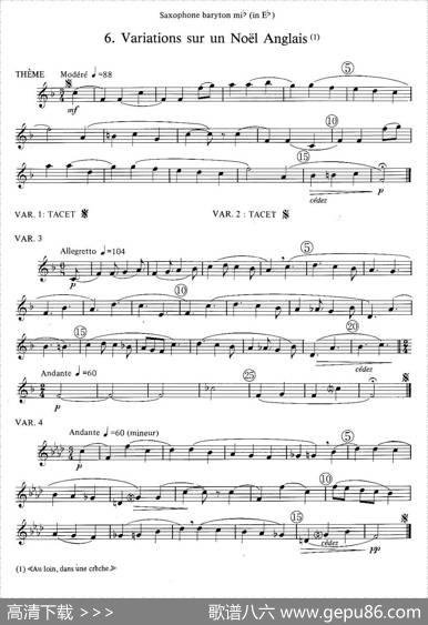 jeanBouvard编写的6首萨克斯四重奏（低音萨克斯分谱）|jean、Bouvard