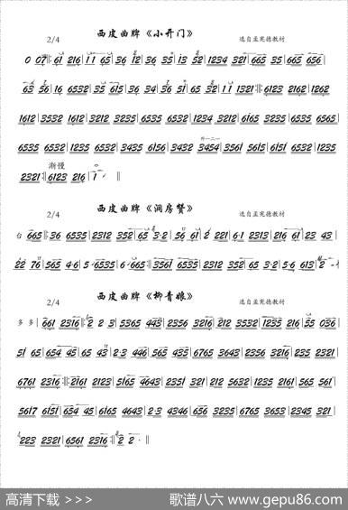 京剧西皮曲牌：小开门、洞房赞、柳青娘（京胡）