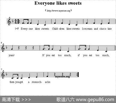 Everyonelikessweets（英文儿歌、五线谱）