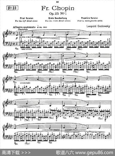 肖邦《练习曲》Fr.ChopinOp.25No1-1|Godowsky改编