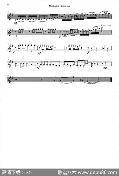 ManhattanTenorSax（四重奏次中音萨克斯分谱）