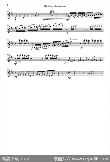 ManhattanBaritoneSax（四重奏上低音萨克斯分谱）