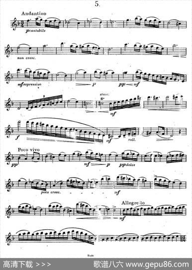 奇特克-萨克斯练习曲之五（ETUDYPROSAXOPHON-FRZITRK.op.3）