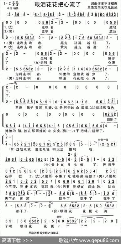 眼泪花儿把心淹了|王洛宾改编