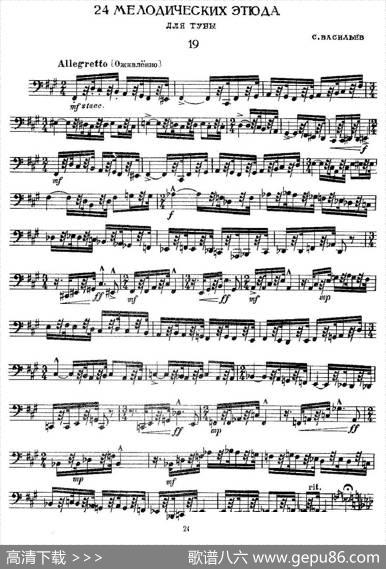 瓦西里耶夫24首大号练习曲集（19—24）