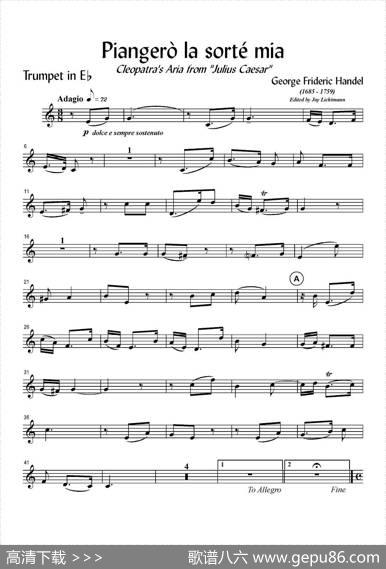 Piangerolasortemia（小号谱）|G.F.Handel