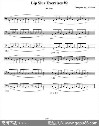 LipSlurExercise-BbTuba（大号练习教材选曲）