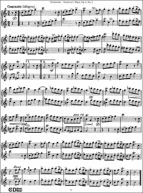 C大调双长笛奏鸣曲作品6号之2-Sonata-in-C-Maj-长笛五线谱|长笛谱
