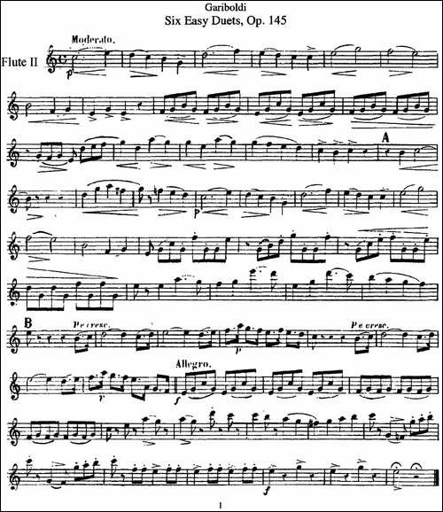 六首简易二重奏作品145号-长笛五线谱|长笛谱