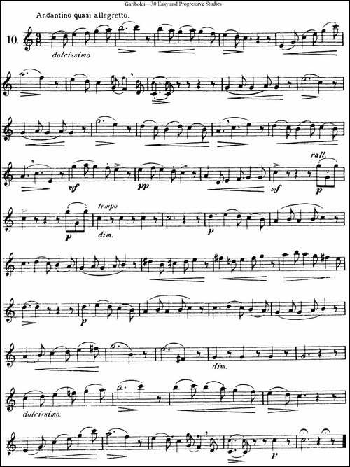 三十首基础及提高练习曲-NO.10-长笛五线谱|长笛谱
