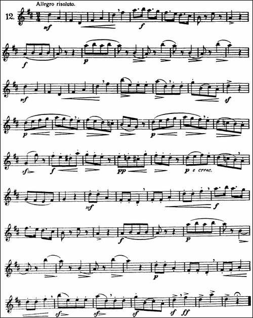三十首基础及提高练习曲-NO.12-长笛五线谱|长笛谱
