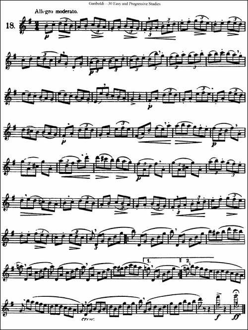 三十首基础及提高练习曲-NO.18-长笛五线谱|长笛谱