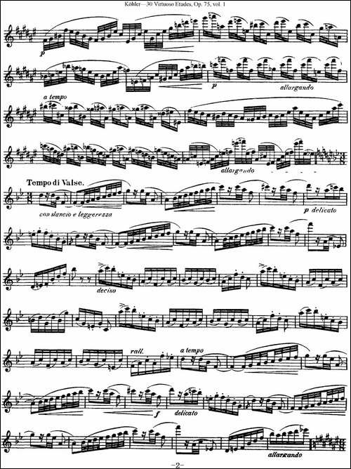 柯勒30首高级长笛练习曲作品75号-NO.5-长笛五线谱|长笛谱
