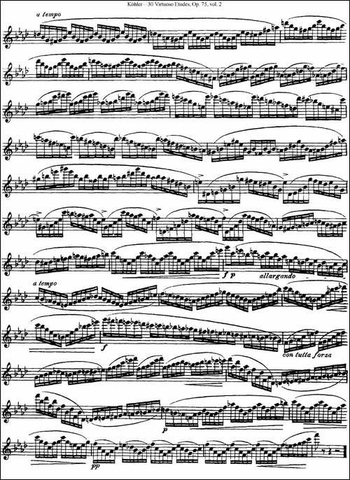 柯勒30首高级长笛练习曲作品75号-NO.12-长笛五线谱|长笛谱