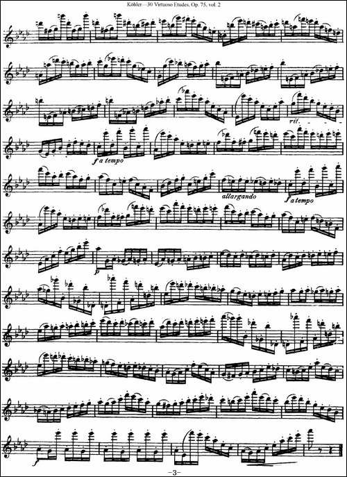 柯勒30首高级长笛练习曲作品75号-NO.19-长笛五线谱|长笛谱