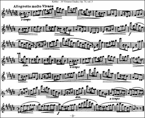 柯勒30首高级长笛练习曲作品75号-NO.28-长笛五线谱|长笛谱