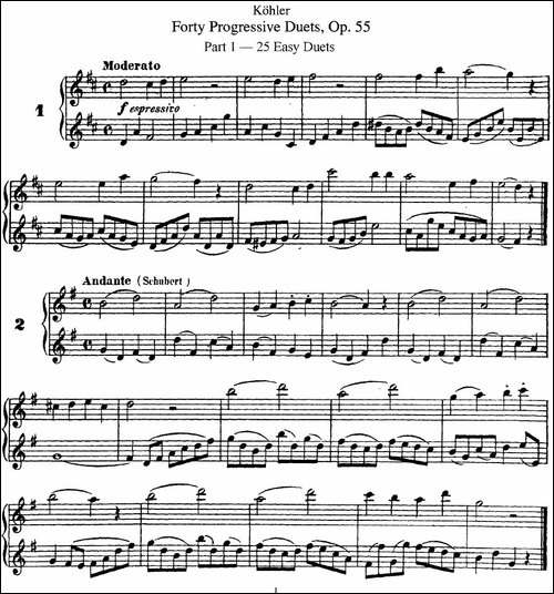 柯勒40首长笛提高练习曲OP.55-NO.1-NO.2-长笛五线谱|长笛谱