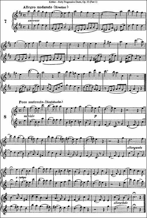 柯勒40首长笛提高练习曲OP.55-NO.7-NO.8-长笛五线谱|长笛谱