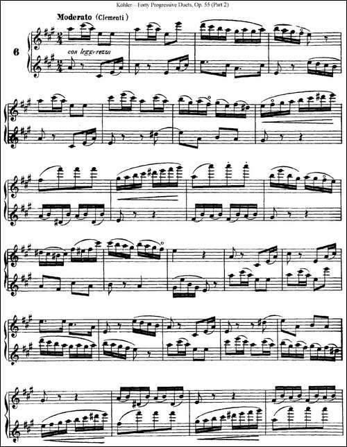 柯勒40首长笛提高练习曲OP.55-二重奏-NO.6-长笛五线谱|长笛谱