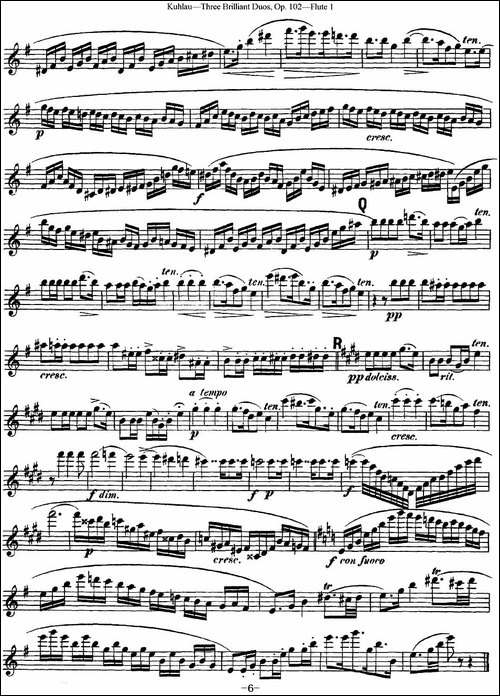 库劳长笛二重奏练习三段OP.102——Flute-1-NO.-长笛五线谱|长笛谱