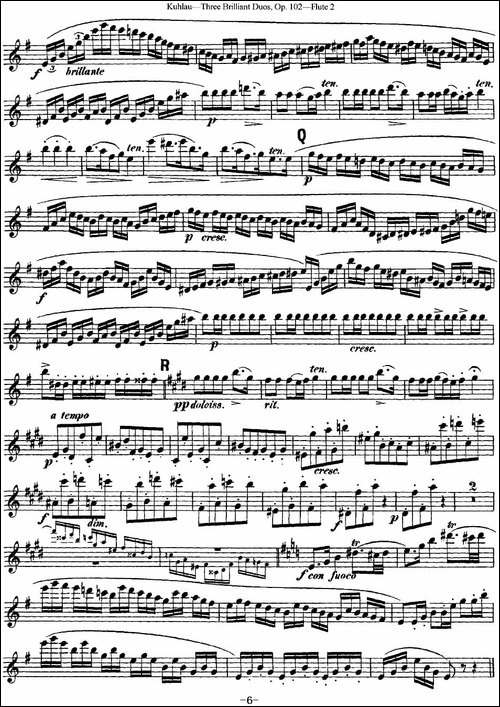 库劳长笛二重奏练习三段OP.102——Flute-2-NO.-长笛五线谱|长笛谱