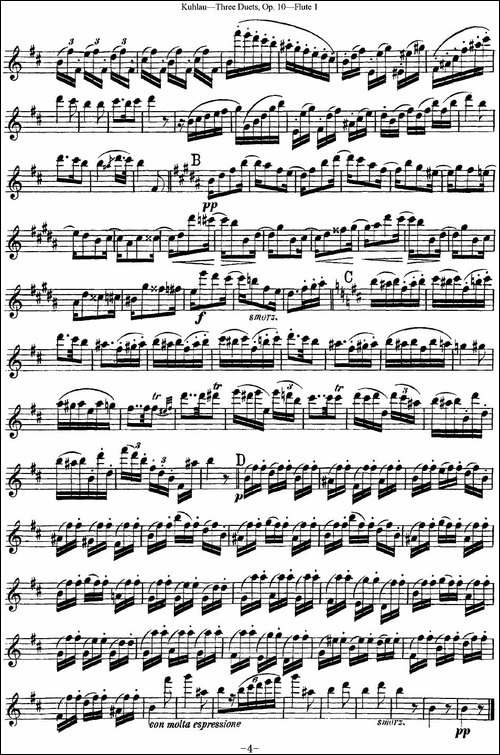 库劳长笛二重奏练习曲Op.10——Flute-1-No.2-长笛五线谱|长笛谱