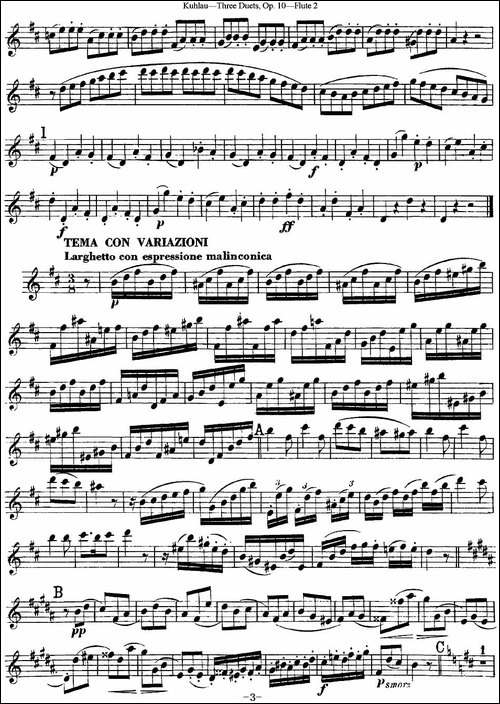 库劳长笛二重奏练习曲Op.10——Flute-2-No.2-长笛五线谱|长笛谱