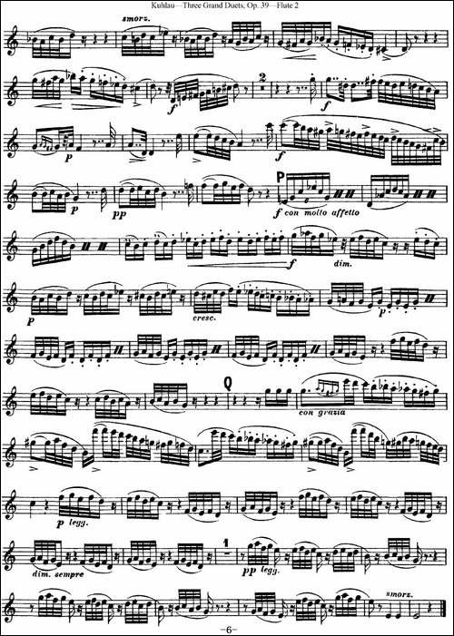 库劳长笛二重奏大练习曲Op.39——Flute-2-No.1-长笛五线谱|长笛谱