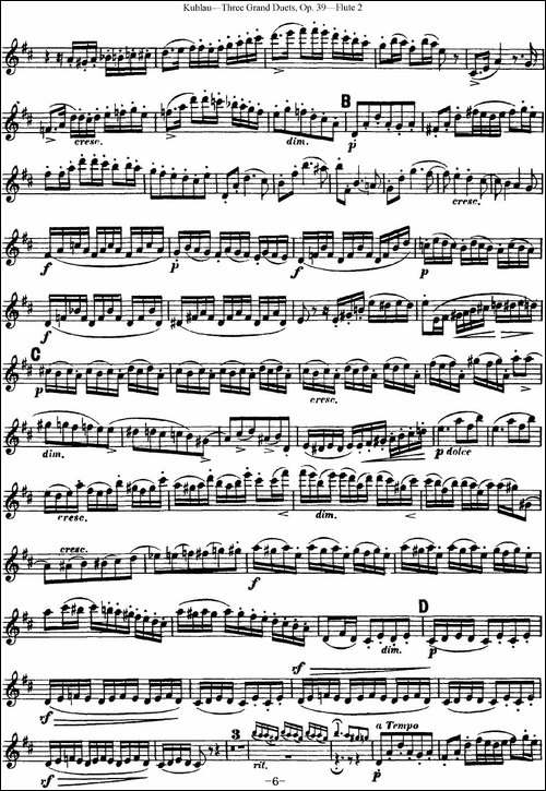 库劳长笛二重奏大练习曲Op.39——Flute-2-No.3-长笛五线谱|长笛谱