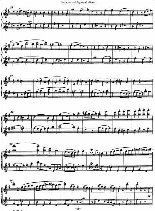 贝多芬快板及小步舞曲二重奏-长笛五线谱|长笛谱
