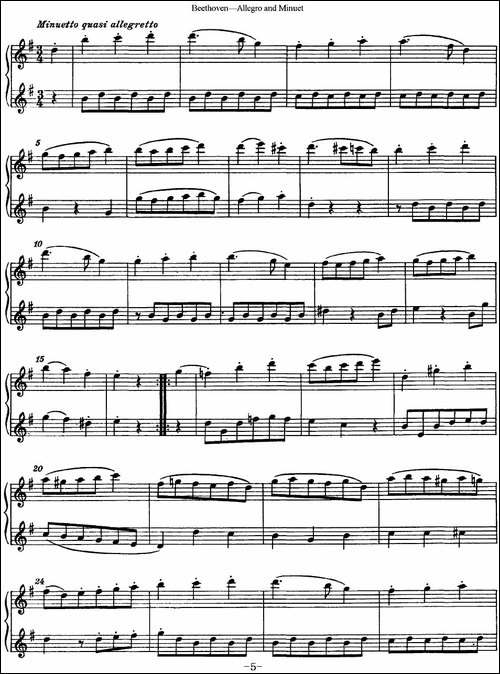贝多芬快板及小步舞曲二重奏-长笛五线谱|长笛谱