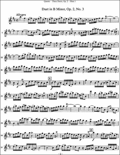 匡茨G大调长笛二重奏Op.2——Flute-1-No.3-长笛五线谱|长笛谱