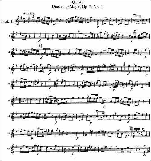匡茨G大调长笛二重奏Op.2——Flute-2-No.1-长笛五线谱|长笛谱
