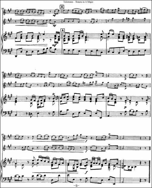 台莱曼A大调双长笛与钢琴奏鸣曲-长笛五线谱|长笛谱