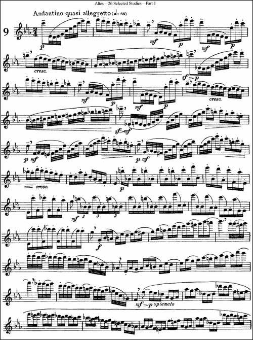 阿尔泰斯26首精选长笛练习曲-NO.9-长笛五线谱|长笛谱