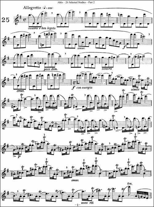 阿尔泰斯26首精选长笛练习曲-NO.25-长笛五线谱|长笛谱