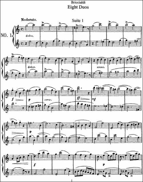 8首博瑞西亚第长笛二重奏-NO.1-长笛五线谱|长笛谱