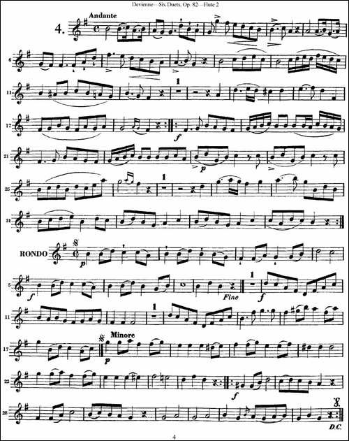 德维埃纳六个长笛二重奏小段Op.82——Flute-2--长笛五线谱|长笛谱