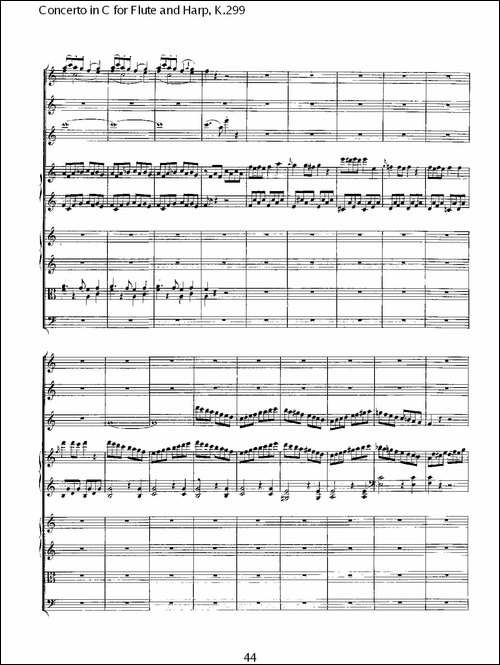 C调长笛与竖琴协奏曲,-K.299-二-长笛五线谱|长笛谱