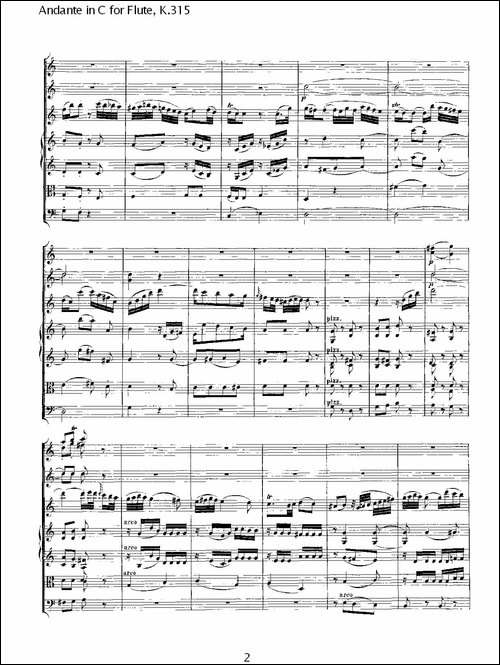Andante-in-C-for-Flute,-K.315-D调长笛行板-长笛五线谱|长笛谱