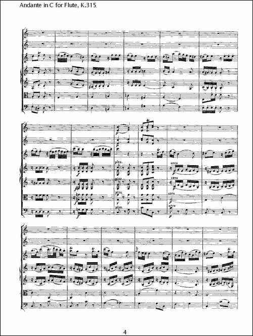 Andante-in-C-for-Flute,-K.315-D调长笛行板-长笛五线谱|长笛谱