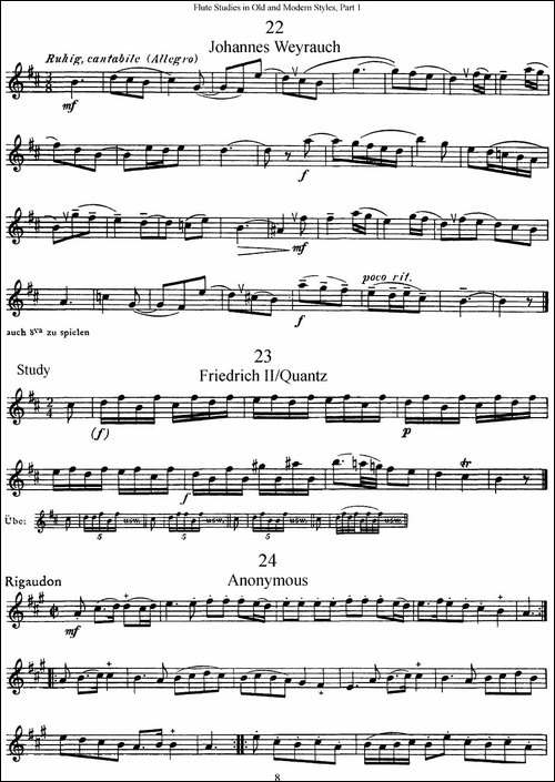 斯勒新老风格长笛练习重奏曲-第一-NO.22-NO.26-长笛五线谱|长笛谱